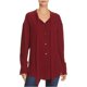 thumbnail image 2 of Theory Womens Weekender Tie Neck Button Down Blusa, Rojo, Mediano Theory Abotonar, 2 of 2