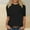 Black, variant on Womens Tops Trendy Solid Color 3/4 Sleeve Shirts Cute Round Neck Pullover Loose Casual Blouse T Shirt Black XXXL