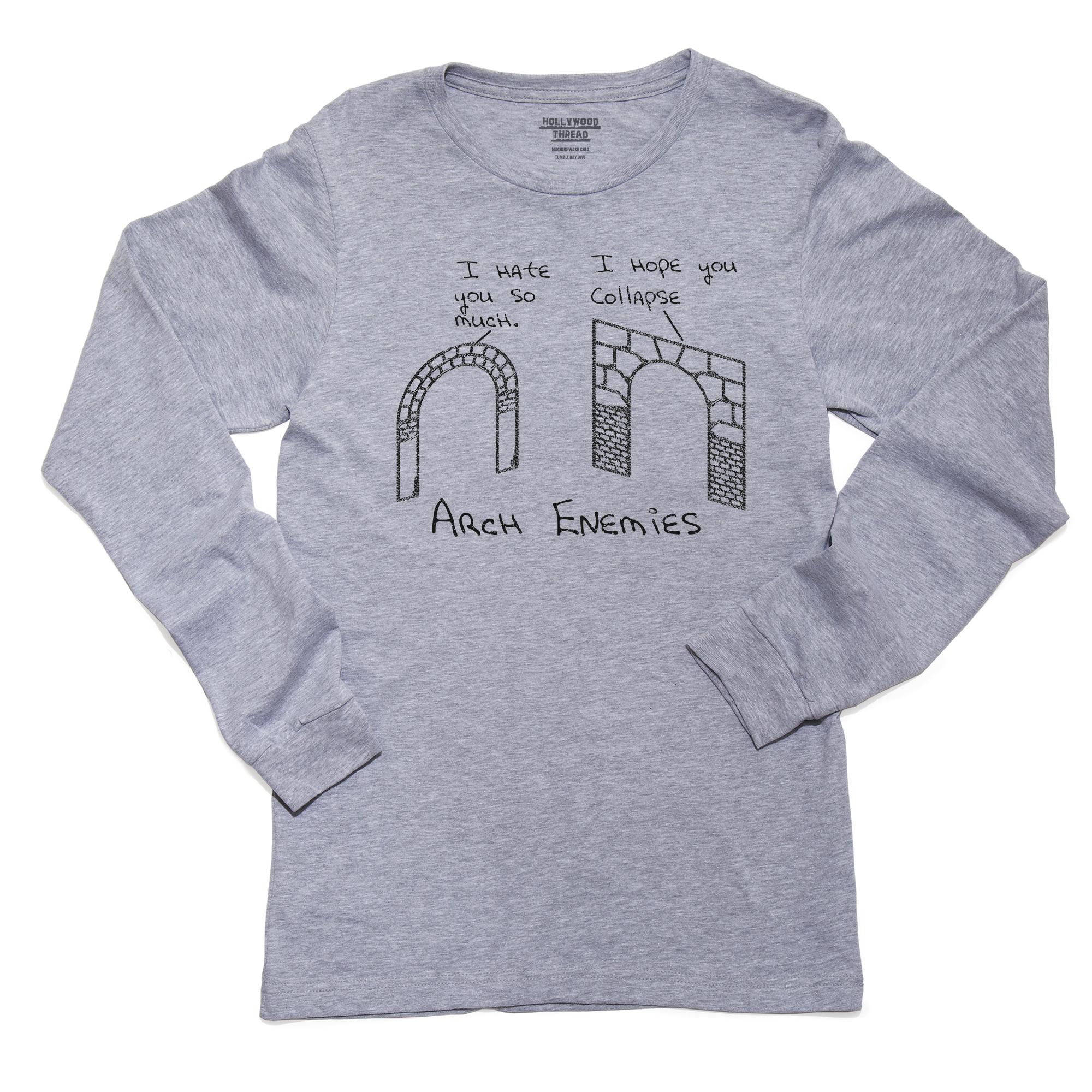 Arch Enemies Pun Arches Talking Don't Like Each Other Boy's Long Sleeve Grey TShirt