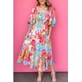 thumbnail image 1 of FOLUNSI Floral Maxi Dress: Rose Red Smocked Puff Sleeves, 1 of 8