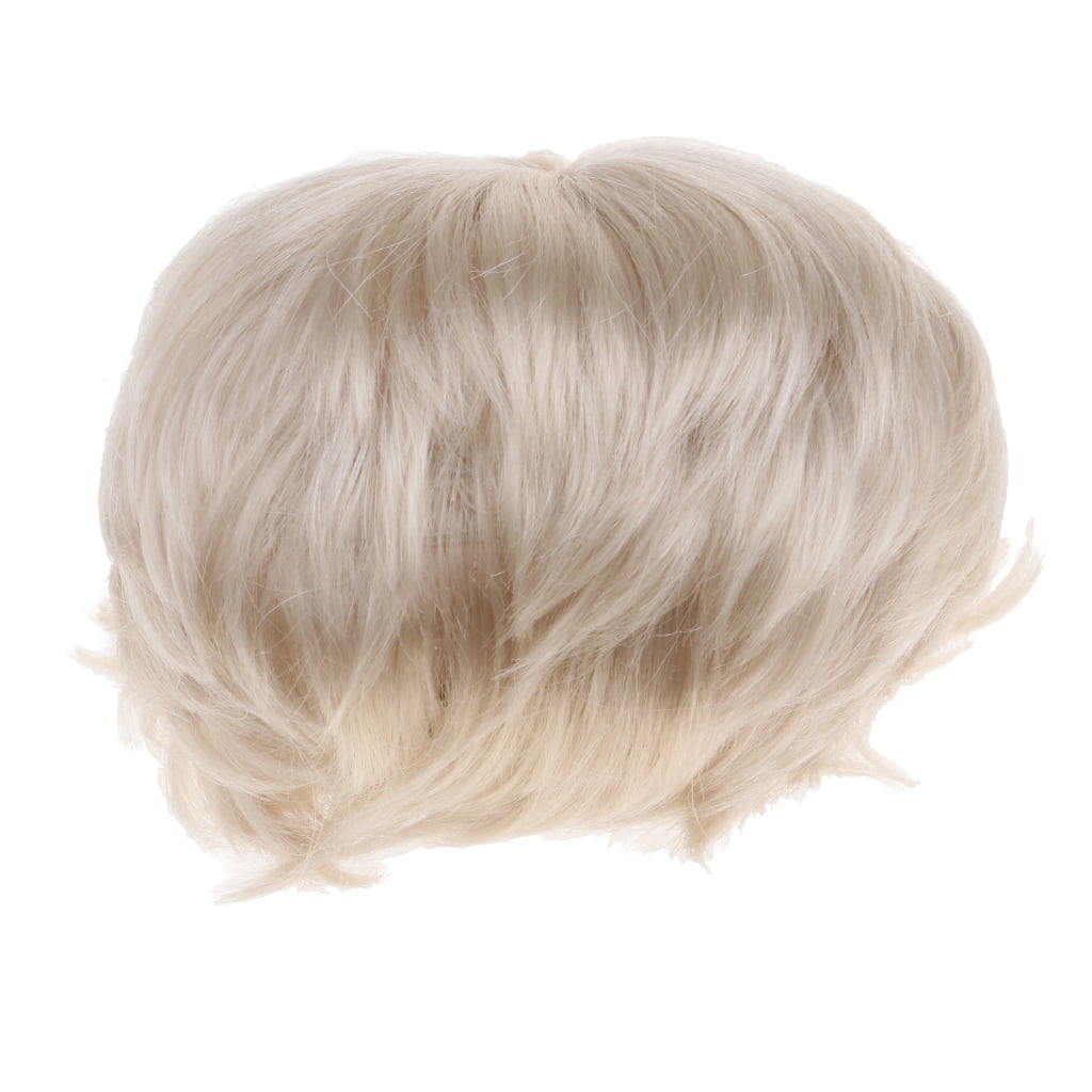 BJD Doll Full Wig 8-9inch 18-20cm for DOD   DZ DOC Light Gold Curled Hair 