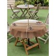 thumbnail image 5 of Outdoor Tablecloth with Umbrella Hole, Brown White Ombre Spillproof Waterproof Outdoor Table Cover, Vintage Farmhouse Abstract Striped Patio Tablecloths for Party/Garden/Picnic, Round 60 inch, 5 of 9