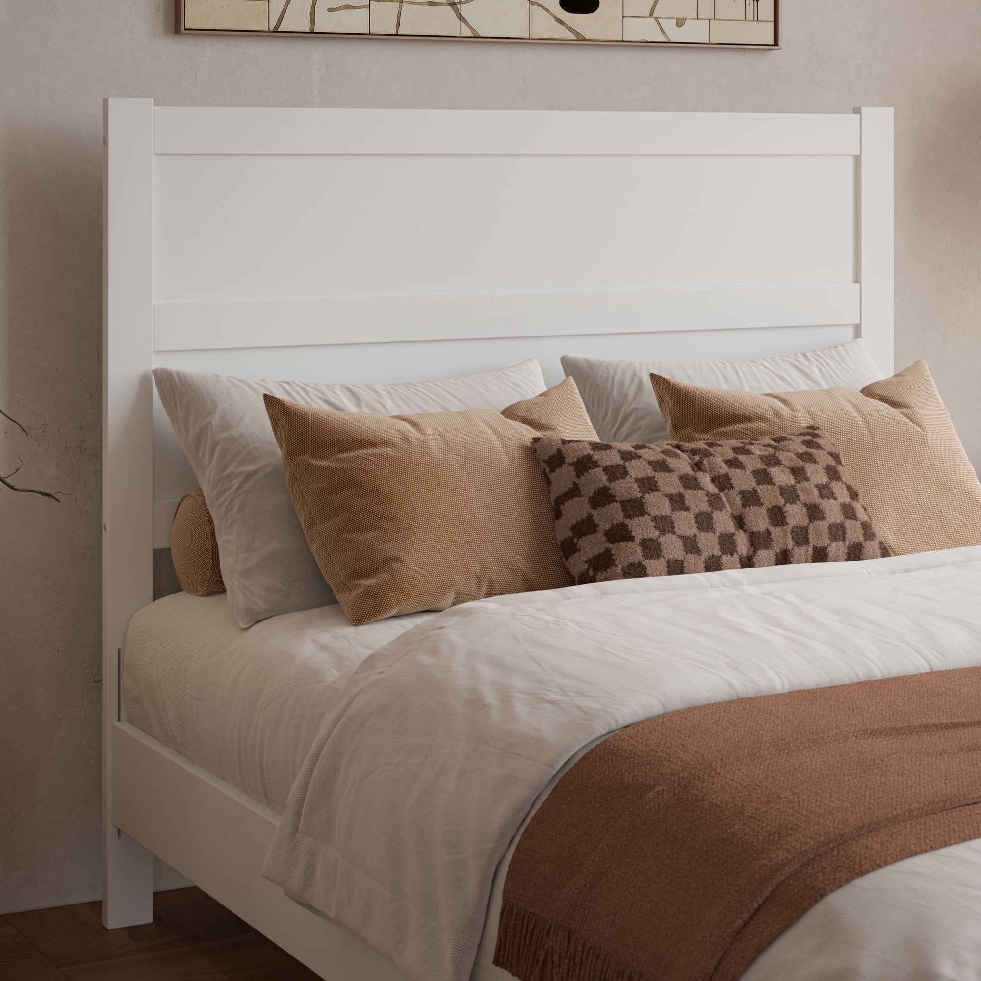 AFI Aveline Full Modern Panel Wood Headboard, White