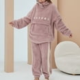 thumbnail image 3 of SWSMCLT Women's 2 Piece Pajama Set Soft Long Sleeve Warm Fleece Lounge Trendy Pj Set Winter Fuzzy Flannel Pink Medium, 3 of 4