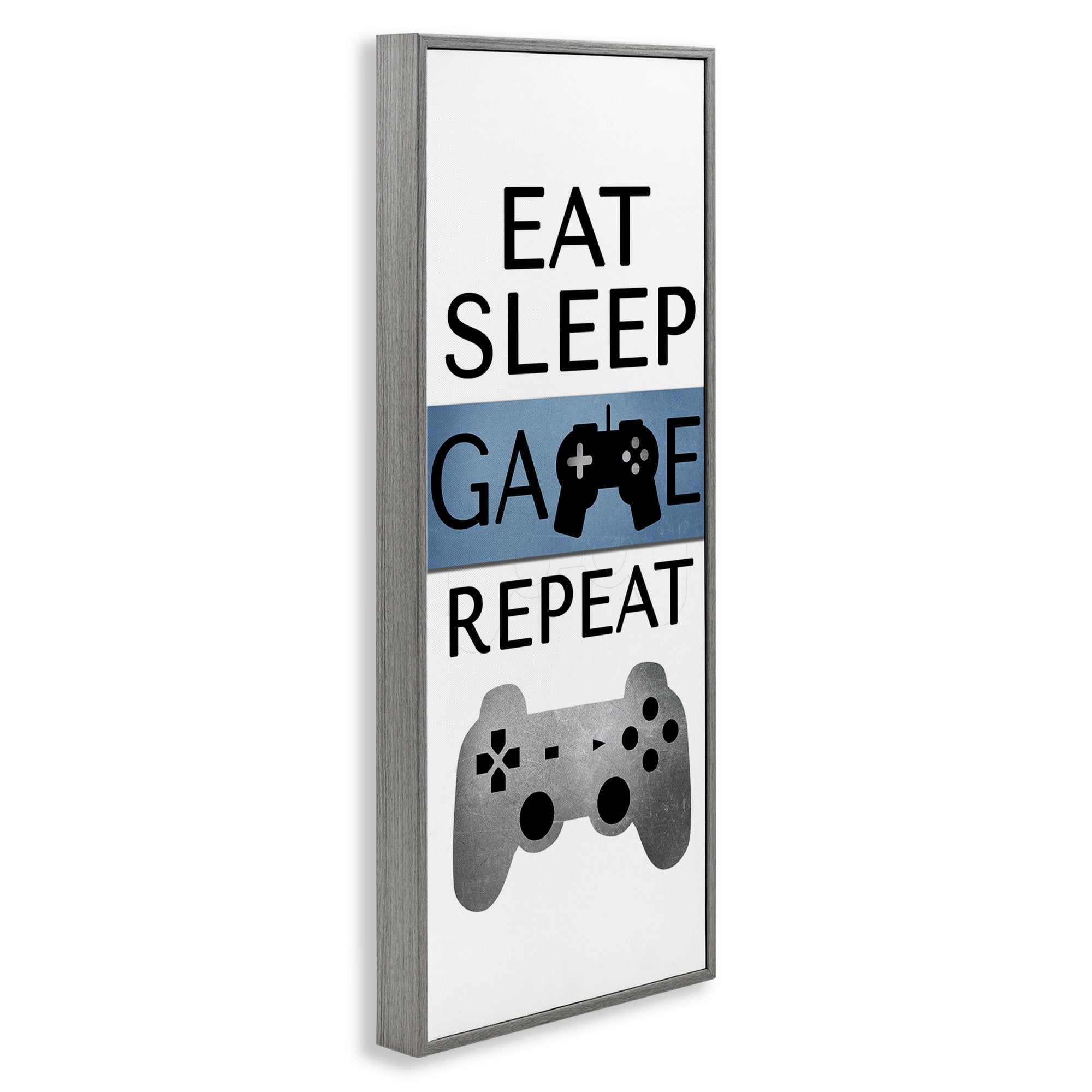Stupell Industries Game Repeat Lifestyle Typography Painting Gray Framed Art Print Wall Art, 10 x 24