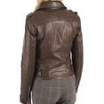 thumbnail image 3 of Women's Genuine Brown Lambskin Leather Jacket Motorcycle Biker Leather Jacket W517, 3 of 4