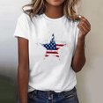 thumbnail image 2 of Women's Short Sleeve T-shirts Round Neck Short Sleeve 4th July Tees USA Flag Independence Day Festival Summer Outfits (2XL, White 01), 2 of 5