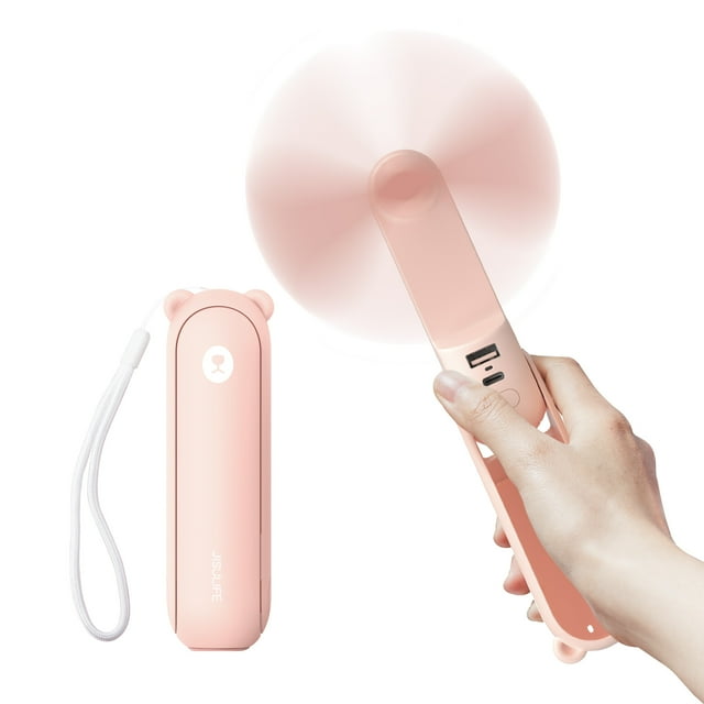 JISULIFE Handheld Fan with 4800 mAh Powerbank, Pocket Personal Fan, Enhanced Airflow, Rechargeable Quiet Mini Fan