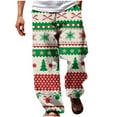 thumbnail image 2 of Puntoco Pantalones rectos con cintura elástica y estampado de moda informal de verano para hombre, 2 of 5