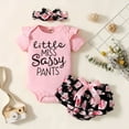 thumbnail image 2 of Mercatoo Girls Outfits Baby Girl Clothes Outfits Cotton Letter Print Romper Casual 3PCS Set Cute Teen Leggings, 2 of 7