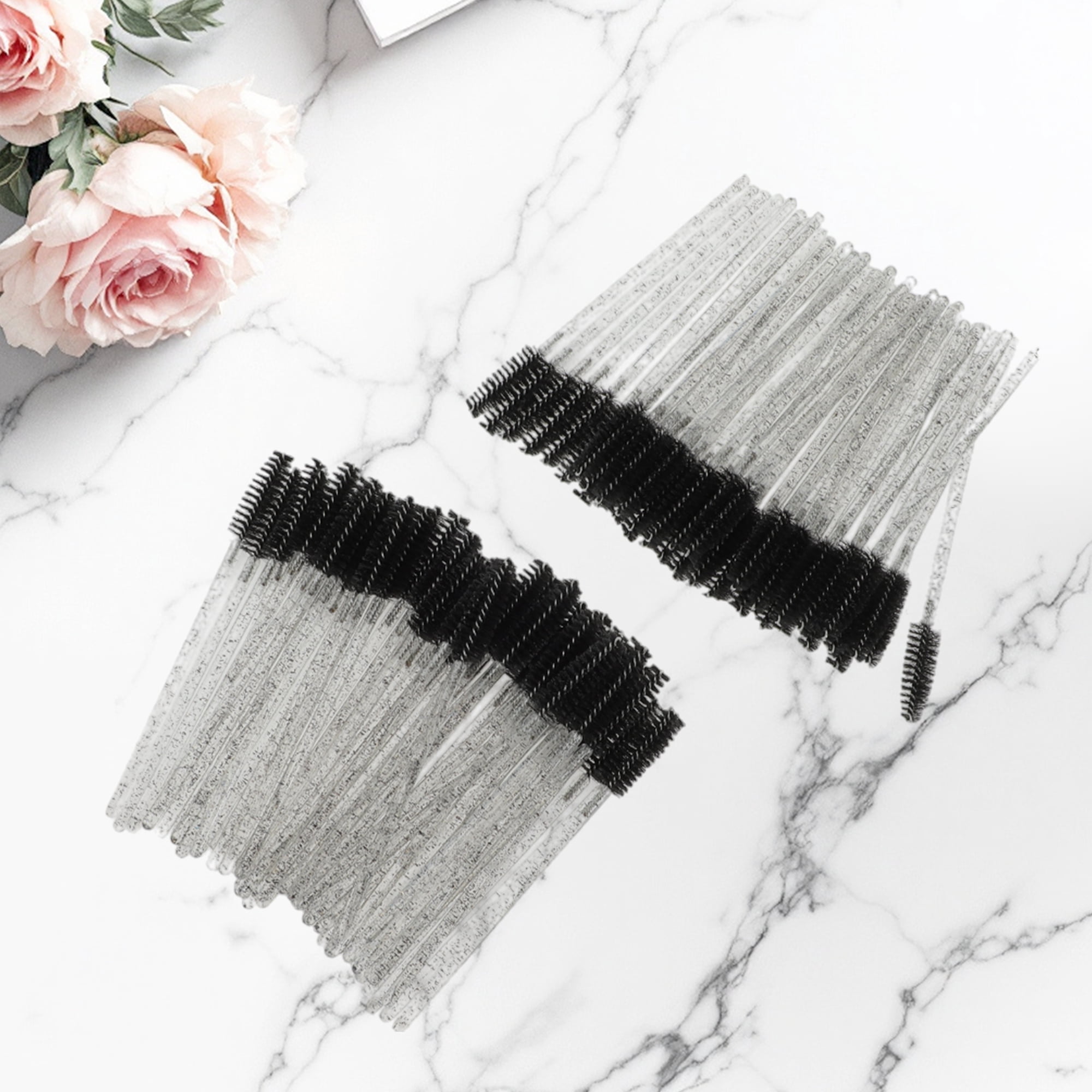 Unique Bargains 100 Pcs Durable Portable Eyelash Brush for Vacation Black