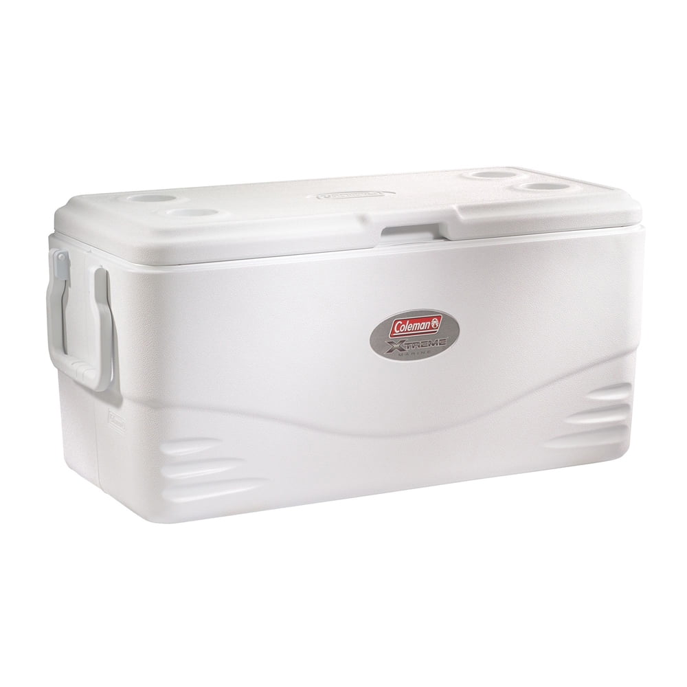 Coleman 100Qt. Marine White Cooler with BONUS cooler seat cushion Value