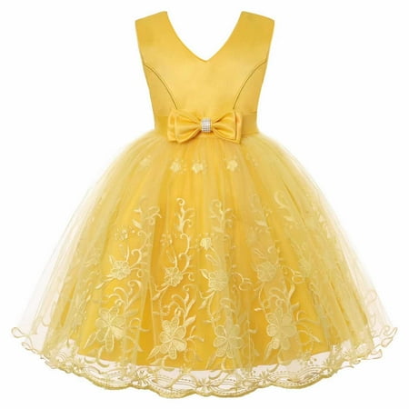 

Girls Dresses Wedding Pageant Embraoidered Princess Lace Performance Party Bridesmaid Long Dresses For Girls