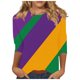 thumbnail image 2 of RKSTN Mardi Gras 3/4 Sleeve T Shirts for Women Top Oversized Crewneck Carnival Mask Print 3/4 Length Sleeve Shirt Womens Casual Round Neck Mask Tuesday Carnival Party Three Quarter Sleeve Tee Shirt, 2 of 5