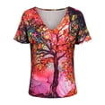 thumbnail image 4 of JustVH Women Short Sleeve T-Shirts Casual Floral Graphic V-Neck Tops, 4 of 4