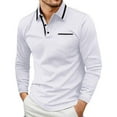 thumbnail image 4 of 2 Pack Golf Shirts for Men with Pocket Long Sleeve T-Shirts Mens Casual Color-Block Pullover Slim-Fit Button Collared Athletic Workout Tees Tops, 4 of 8
