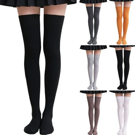

1 Pair Thigh High Stocking Solid Color High Elasticity Thickened Stretchy Super Soft Leg Slimming Windproof Autumn Winter Women Over Knee Socks for Party Light Grey