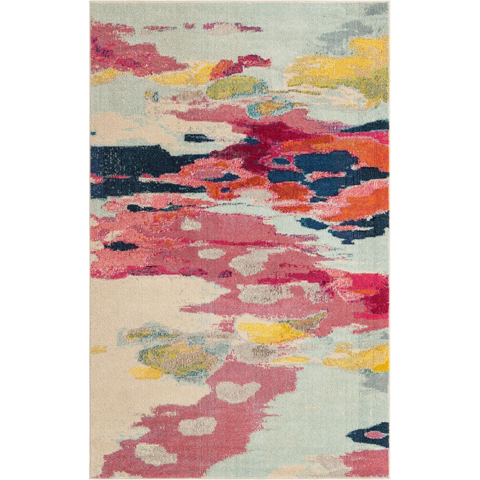Unique Loom Abstract Modern Area Rugs, Pink
