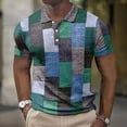 thumbnail image 3 of Elegant Fashion Harajuku Slim Fit Ropa Hombre Loose Casual All Match Lattice POLO Shirt Printed Button Short Sleeve T-shirts, 3 of 6