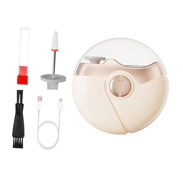 Cortauñas eléctrico portátil de bolsillo 3 en 1, herramienta compacta para uñas, dos velocidades. beige