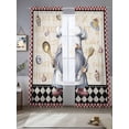 thumbnail image 2 of Chef Dwarf Sheer Curtains for Living Room Bedroom, Desserts Ice Cream Donuts Red Plaid Kitchen Light Filtering Sheer Curtains, Rod Pocket Voile Window Drapes, 2 Panels Set 52"x 108", 2 of 7