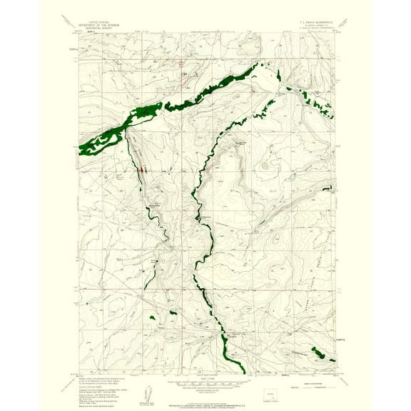 Topographical Map - T L Ranch Wyoming Quad - USGS 1958 - 23 x 28.43 - Vintage Wall Art