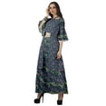 thumbnail image 4 of Moomaya Printed High Low Crop Top Kurti Palazzo Set Ethnic Indian Clothing Set For Womens, 4 of 9