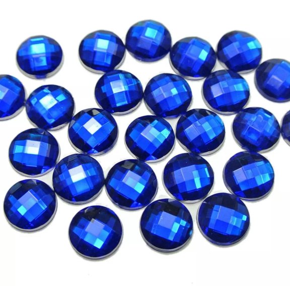 U8MO 200 Royal Blue Acrylic Flatback Faceted Round Rhinestone GLUE On Gems 10mm