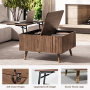 JOINICE Lift Top Coffee Table with Storage, Mid Century Modern Wooden Square Center Table,for Living Room, Walnut