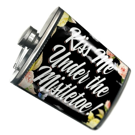 

NEONBLOND Flask Floral Border Kiss Me Under the Mistletoe!