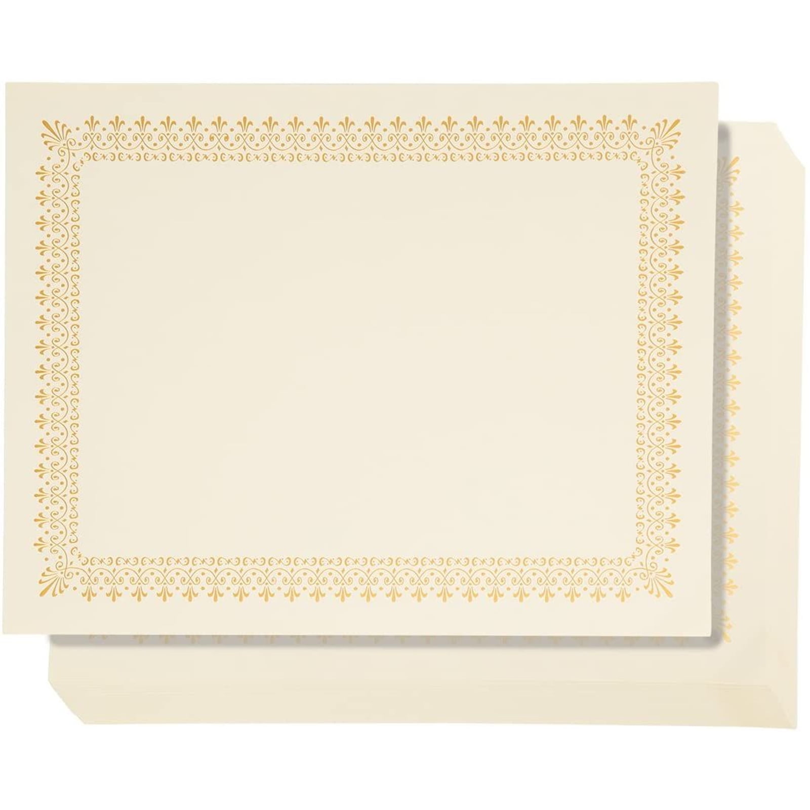 96 Pack Blank Certificate Award Printer Gold Paper Brown Borders 8.5" x 11" 