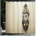 thumbnail image 4 of Ambesonne Antique Shower Curtain, Wood Wall Carving Clock, 69"Wx84"L, Brown and Tan, 4 of 5
