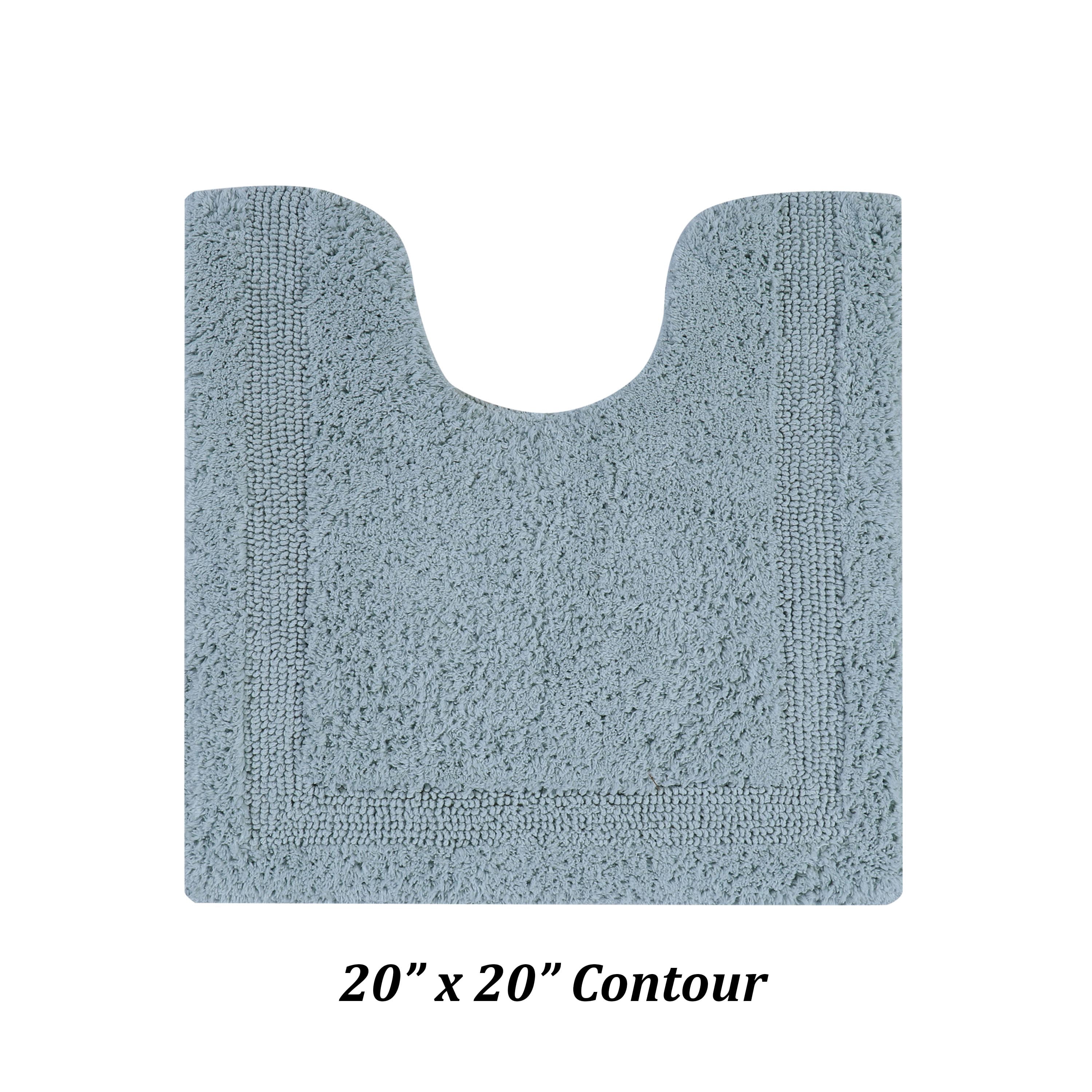 Better Trends Premium 4 Piece Bathroom Rug Set 100% Cotton, Extra Soft Tufted Bath Mat, Water Absorbent & Reversible Mat, Blue Lux Collection