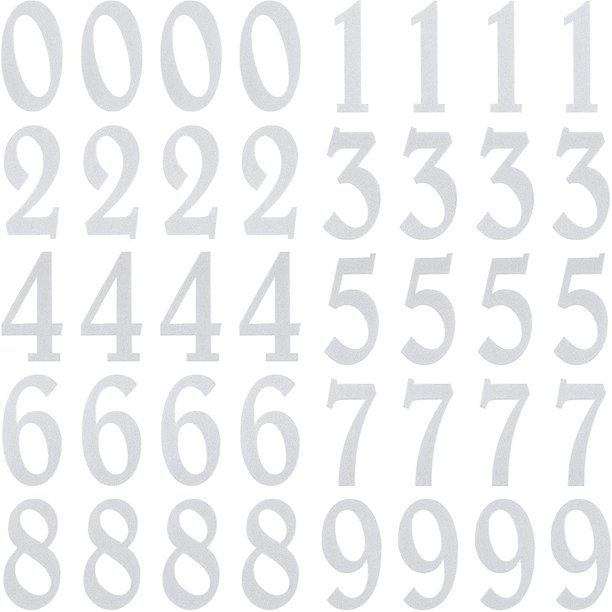 40 Pieces 3 inch Reflective Mailbox Number Decal, White Self Adhesive