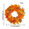 thumbnail image 3 of HmNPlay 16 Inch Fall Wreath for Front Door, Large Autumn Maple Leaf & Glitter Pumpkin Grapevine Wreath with Berries, Indoor Outdoor Thanksgiving Halloween Decor, Hanger Included, 3 of 8