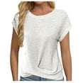 thumbnail image 2 of Sevevn Women's Casual Solid Color Round-Neck Short Sleeve Regular Pullover Shirt White XXL Clearance Sales Online Deals, 2 of 6