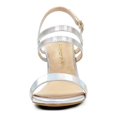thumbnail image 2 of BLISSFUL STEP Women's Open Toe Slingback Chunky Heel Ankle Strap Sandals Silver 9, 2 of 7