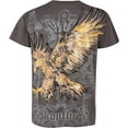 thumbnail image 2 of Sakkas Clutching Eagle & Fleur De Lis Metallic Silver Embossed Cotton T-Shirt - Charcoal - 2XL, 2 of 2