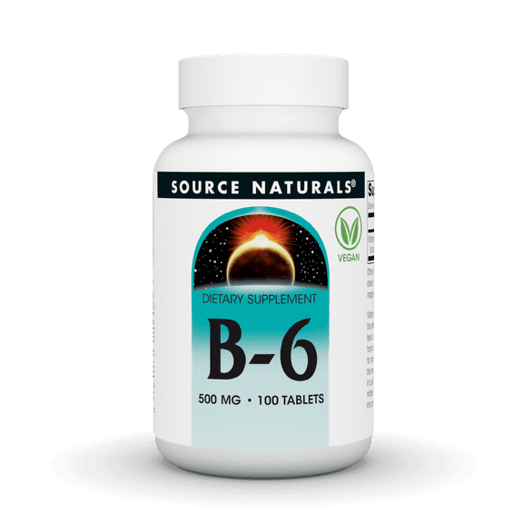 Source Naturals Vitamin B-6, Immune System Support*, 500 mg, 100 Vegan Tablets