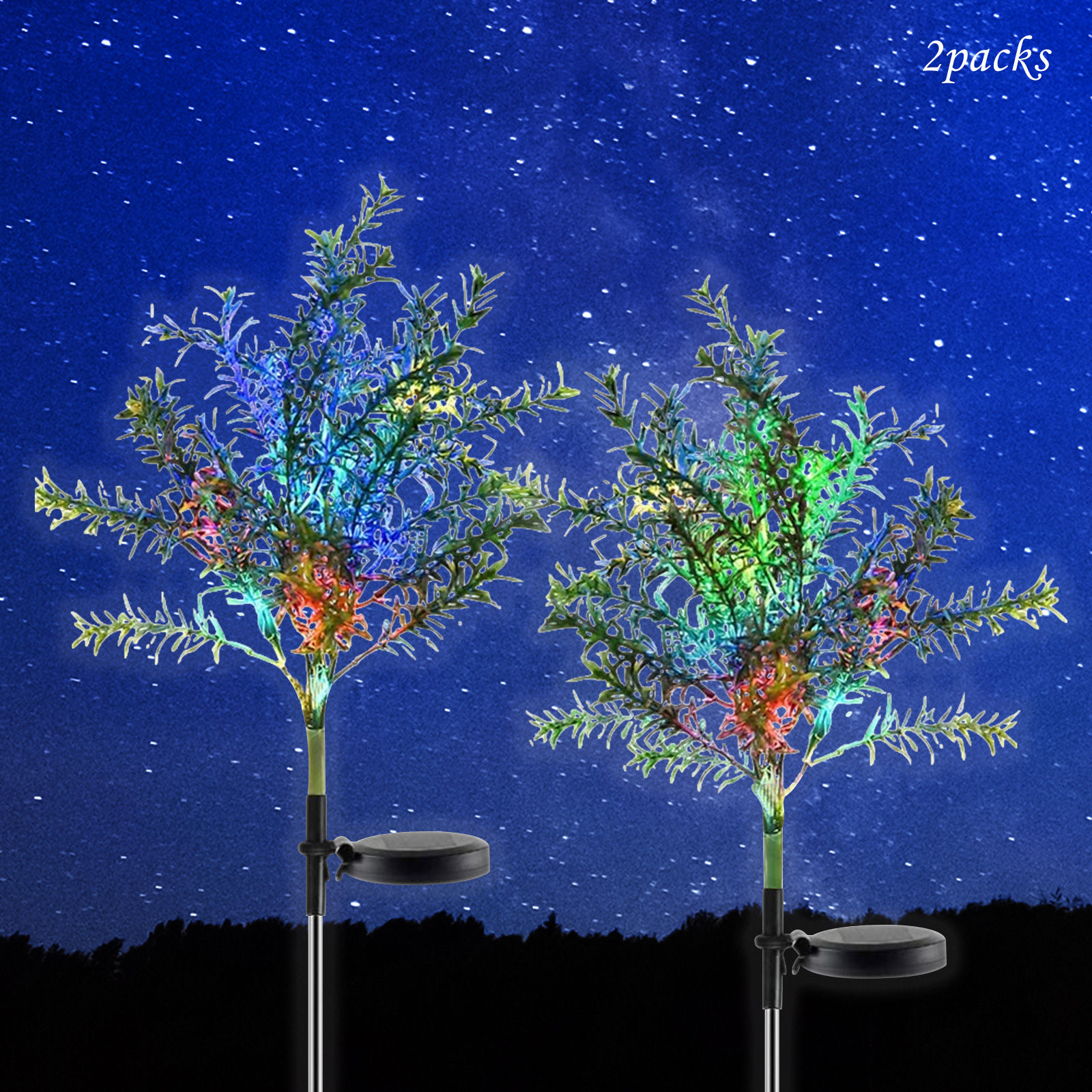 Outdoor Solar Flickering Tree Lights, MultiColor Changing LED Solar
