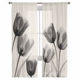 thumbnail image 3 of Vintage Tulip Sheer Curtains 72 Inches Long 2 Panels Set, Window Sheer Curtains for Living Room/Bedroom, Black Grey Beige Bloom Flower Floral Light Filtering Rod Pocket Curtain 52'' x 72'' x 2, 3 of 7