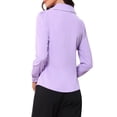 thumbnail image 3 of Inspire Chic Conjunto Blusa de Mujer con Cuello Peter Pan, Manga Abullonada, Con Trimming Contrastante, Camisa de Botones, Talla M, Color Púrpura Claro, 3 of 6