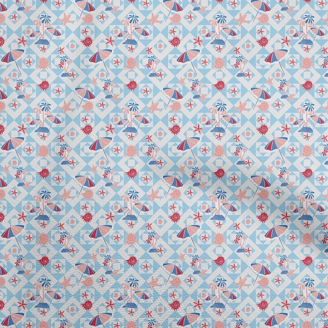 oneOone Polyester Spandex Light Blue Fabric Beach Sewing Craft Projects Fabric Prints By Yard 56 Inch Wide