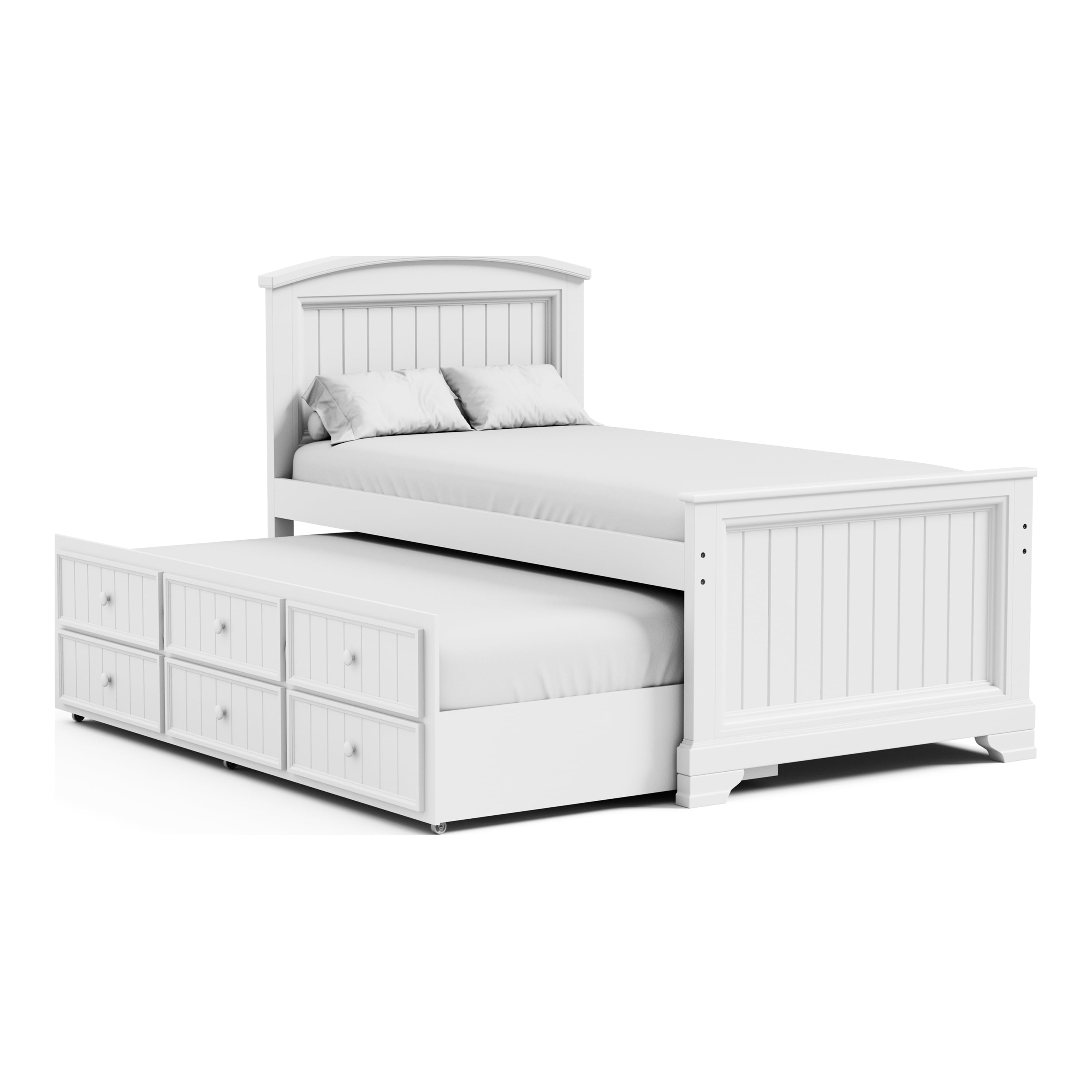 Furniture of America Livia Kids Solid Wood Twin Captain Bed, White