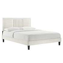 Modway Sofia Channel Tufted Performance Velvet Queen Platform Bed in White