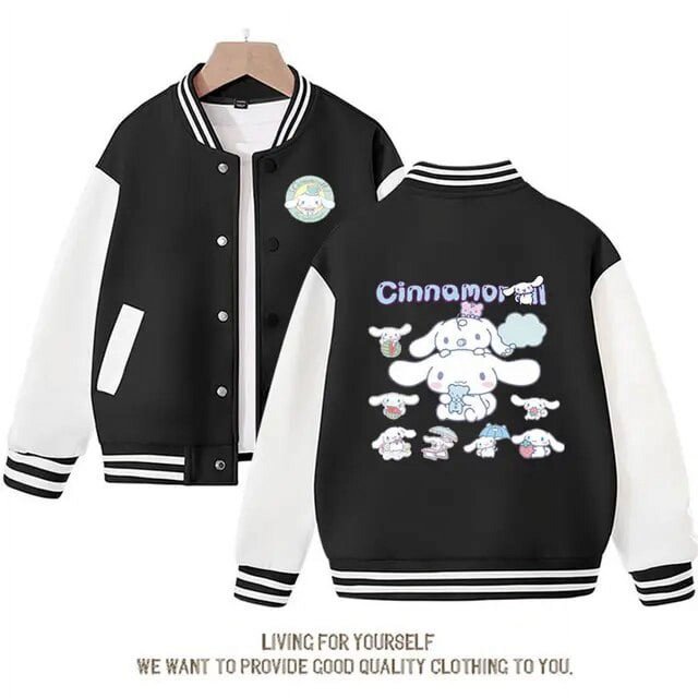 Sanrio Cinnamoroll Jacket Hello Kitty Kuromi Overcoat Woman Jacket Autumn Spring Kids Loose Sports Baseball Uniform Clothes Gift