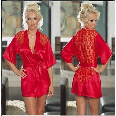 

YCNYCHCHY Sexy Robe Sleepwear Robe Pajamas Robes with lace Bathrobes kimono Nightwear pyjamas women bridesmaid half Sleeveless