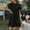 Black, variant on Lilgiuy Summer Sales Fashion Women Casual Loose Solid Mesh Turtleneck Short Sleeve Long Dress
