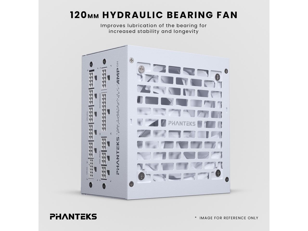 Phanteks AMP GH 750W Gold Power Supply, ATX 3.1 and PCIe 5.1 Platform, Fully Modular Individual Cables, Silent Fanless mode, White.