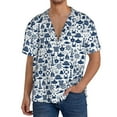 thumbnail image 3 of Vsdgher Seaside Primary Color Print Men's Wrinkle Free Untucked Cuban Shirt Business Casual Button Down Shirts Short Sleeve Shirt, 3 of 7